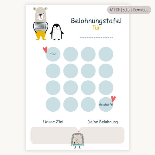 Belohnungstafel Kinder PDF | Tiere