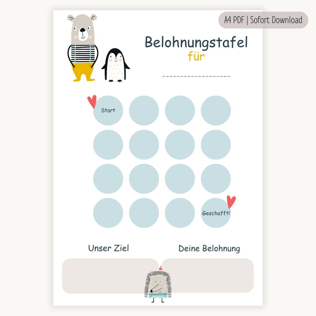 Belohnungstafel Kinder PDF | Tiere